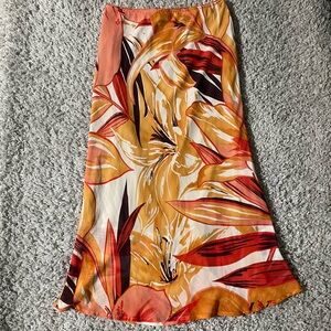 Y2K 2000s Floral Maxi Skirt in Orange and Red